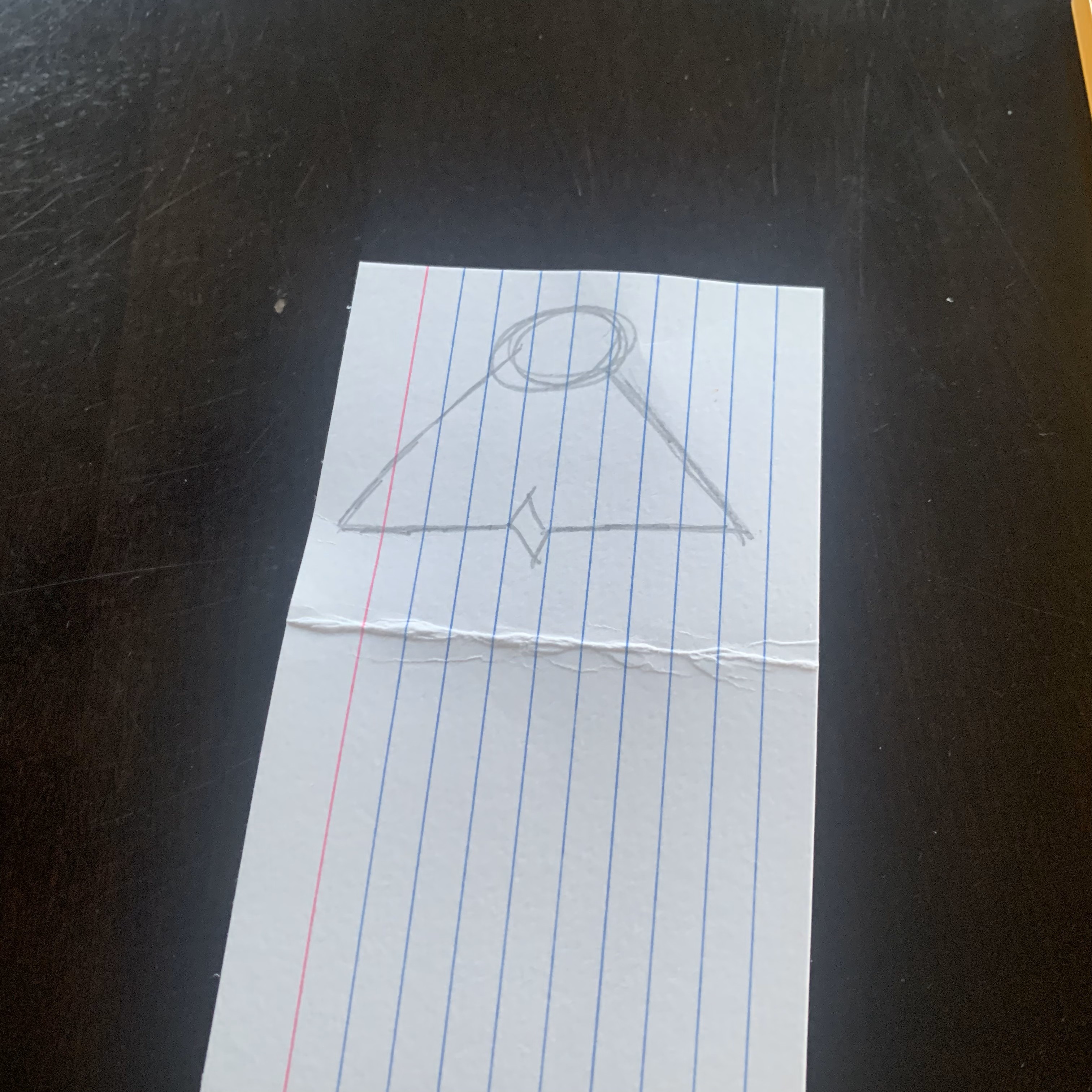 Drawn a triangle shaped circuit to see if the Copper Tape would still carry current (since it works well already with square design circuits)