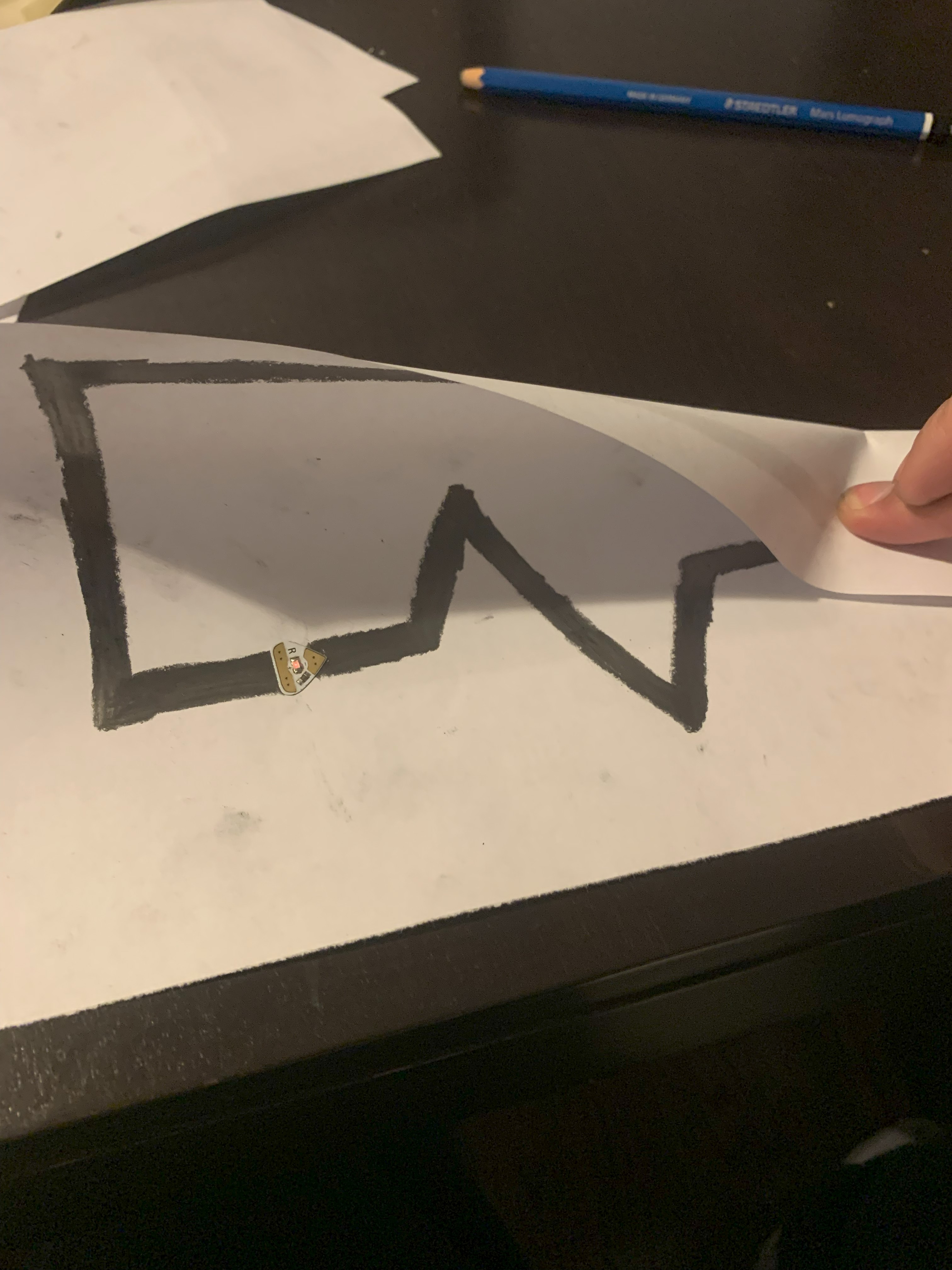 First test of the Graphite Pencil circuit was a success but with little power being drawn through the LED Light Source.