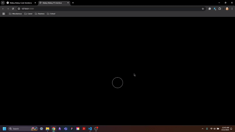 Clicking generates a circle and when user presses Space Bar it will flash white.
