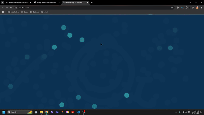 Upon click it will display a short duration of blue circles on the screen and to control the moving circle use arrow keys.