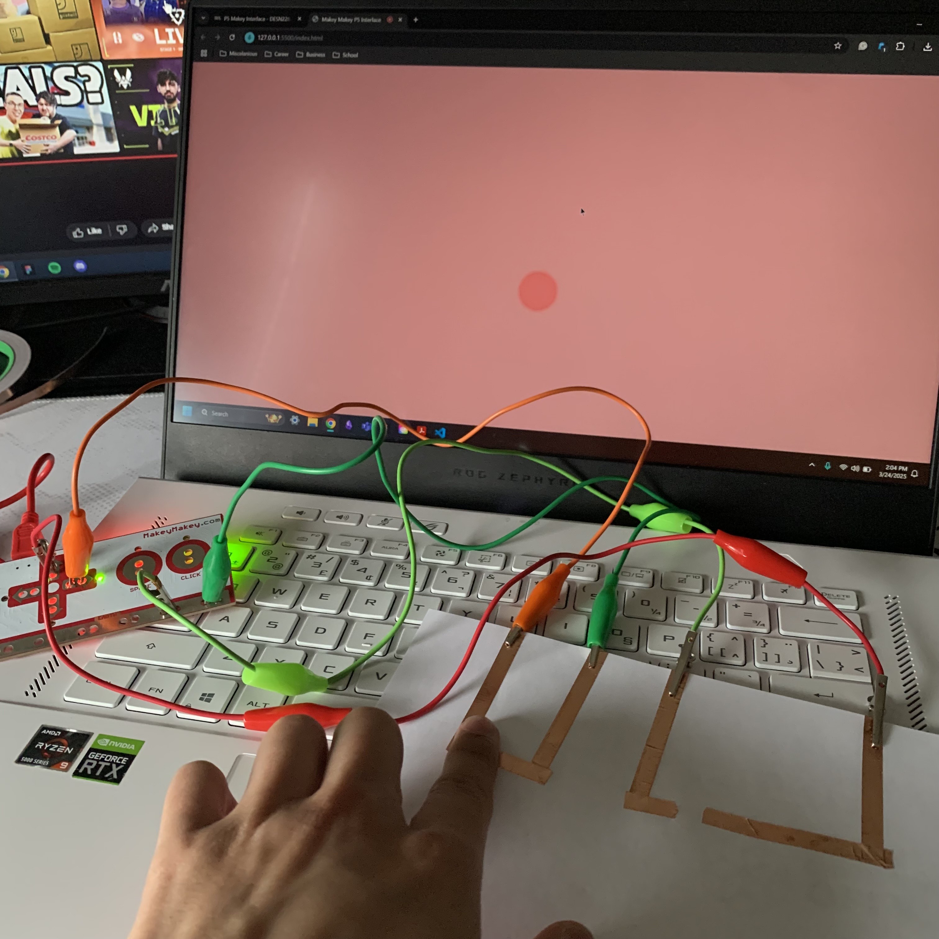 First initial test of the copper tape circuit.