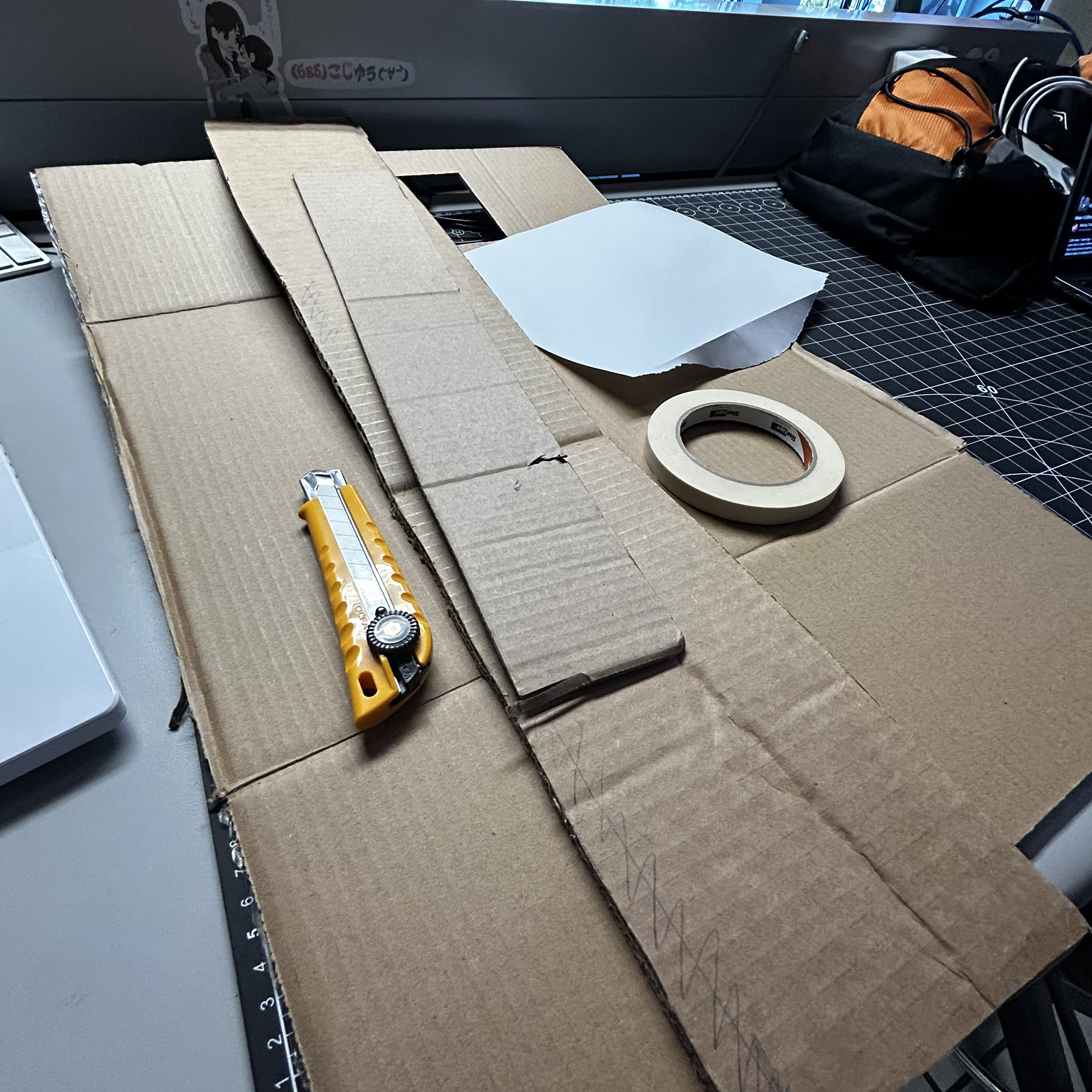 Gathering all of the materials necessary for creating the first iteration in the Geurrilla Prototyping process.