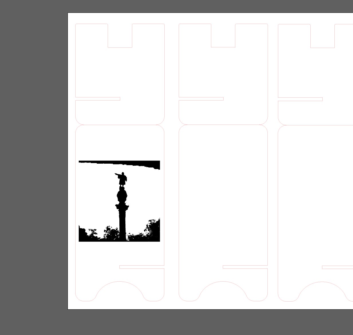 1 variation of the Columbus Statue incorporated into the laser cutting template.