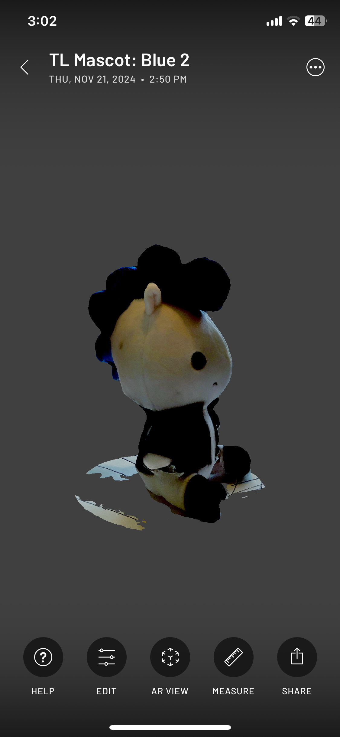 Second View of the finished scan of Blue.