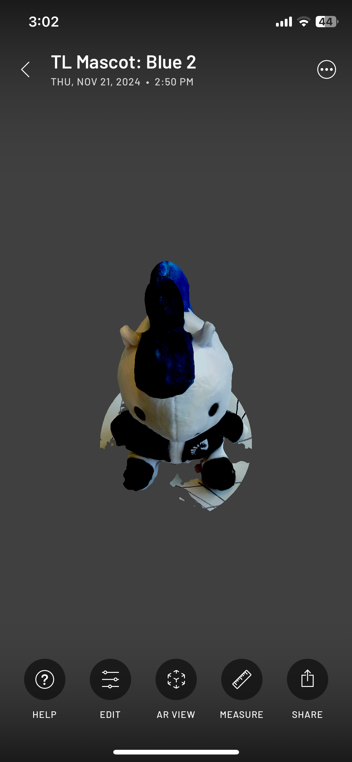 Final view of the scan of Blue.