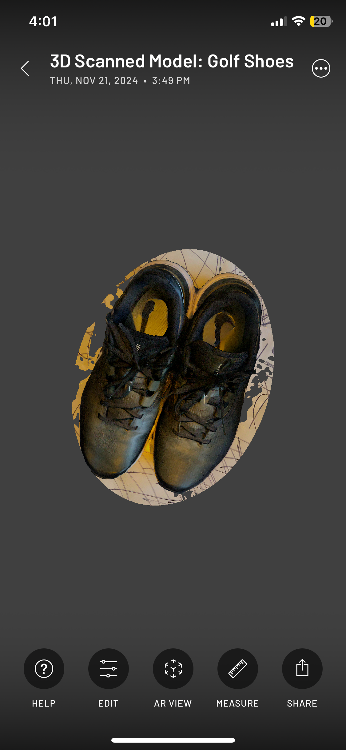 Final view of the 3D scanned Golf Shoes.